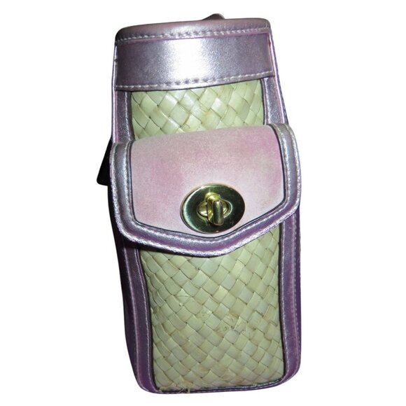 Coach 2004 Limited Edition Straw & Pink Suede Leather Top Handle Tote Satchel - Picture 3 of 11